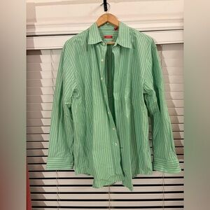 Mens Light Green Pinstripe Button Down Shirt